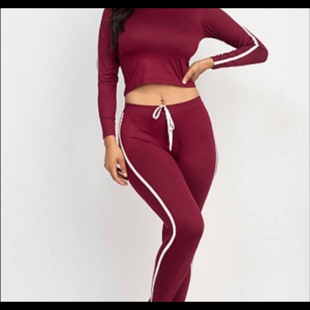 (M) One stripe crop top and leggings Set